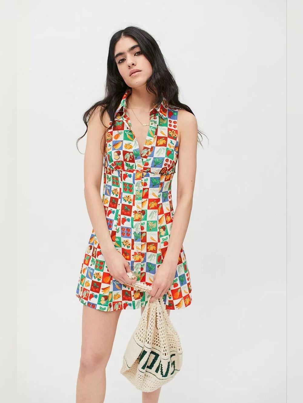 UO Urban Outfitters Tia Multi Fruit Print Tennis Mini Dress XS NWT